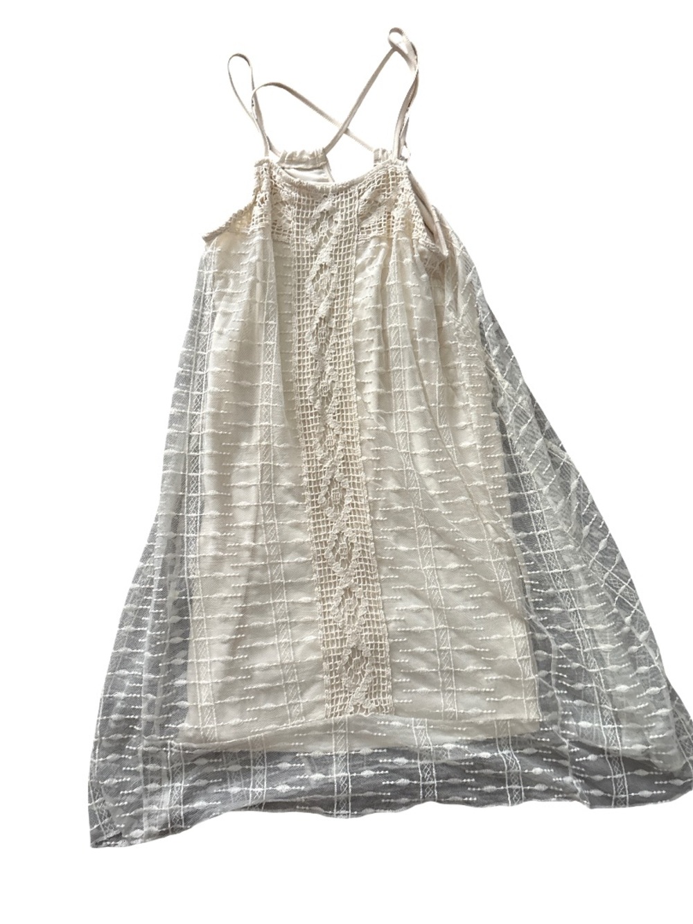 Wrangler Cream Lace-Front Spaghetti Strap Dress